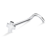 Smaller Plus Shaped Curved Nose Stud NSKB-06s